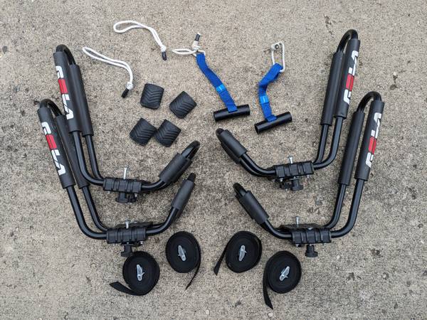 2 Sets of Kayak Roof Carriers- Rola J-style car top racks 1