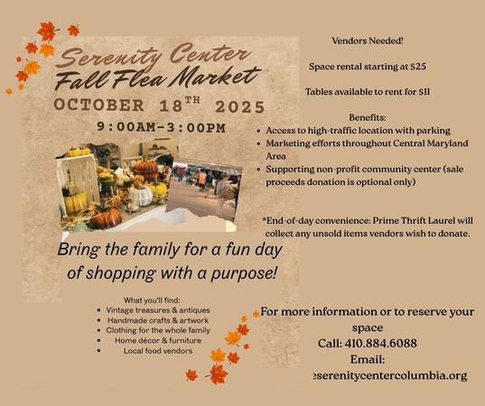 Serenity Center Fall Flea Market - Oct 18th - 9am-3pm 1