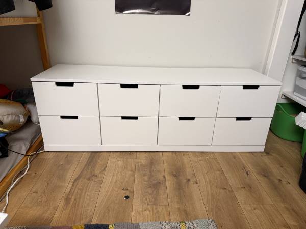 Ikea 8-drawer low Nordli dresser-white - furniture - by owner - sale -  craigslist