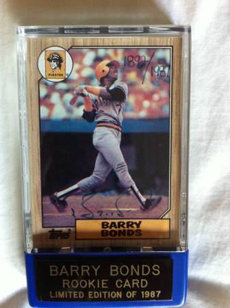 barry bonds signed rookie card w/coa 1