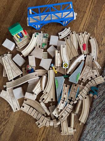60+ piece wooden train set 1