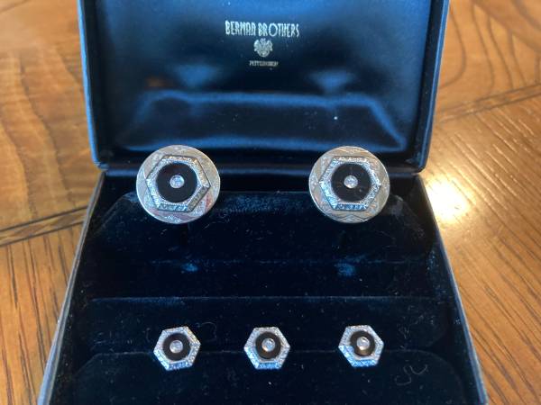 MENS CUFFLINKS AND STUDS TUXEDO SET 1