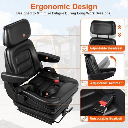 NEW- SEAT FOR TRACTOR, EXCAVATOR, Harvester, Forklift, 1