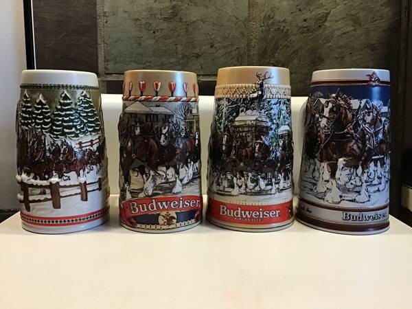 4 awesome Budweiser Clydesdale beer steins 1