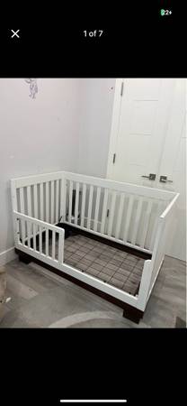 Babyletto Hudson 3-in-1 convertible crib with toddler rail - white 1