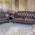 Ralph Lauren Genuine Leather Loveseat & Armchair Brown Tufted Set 1 thumbnail