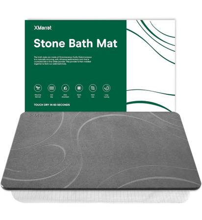 Stone Bath Mat, Diatomaceous Earth Bath Mat, Super Absorbent Quick Drying Stone  1