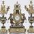 ITALIAN BREVETTATO BRASS GREEN MARBLE MANTLE CLOCK &2 CANDELABRAS 3Pcs 3 thumbnail