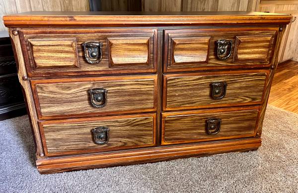 Solid Wood 6-Drawer Dresser with Brass Hardware – Excellent Condition 1