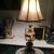 Very Nice Vintage Brass And Crystal Lamp With Shade 1 thumbnail