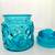 Vintage L E Smith Peacock Blue Moon and Stars 5” Canister 3 thumbnail