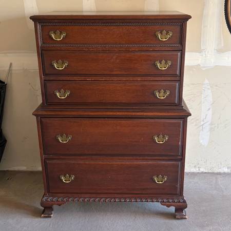 Antique solid wood tall dresser 1