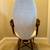 Vintage White Velvet Slipper Chair with Wood Frame 4 thumbnail