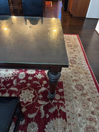 8 foot table with six chairs and two glass tops 1