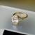 Oval-cut 3 Stone White Zirconia Ring 18kt Gold over 925 Sterling (7.5) 4 thumbnail