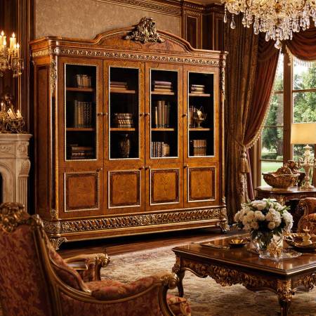 Solid Wood 4-Door Bookcase 1