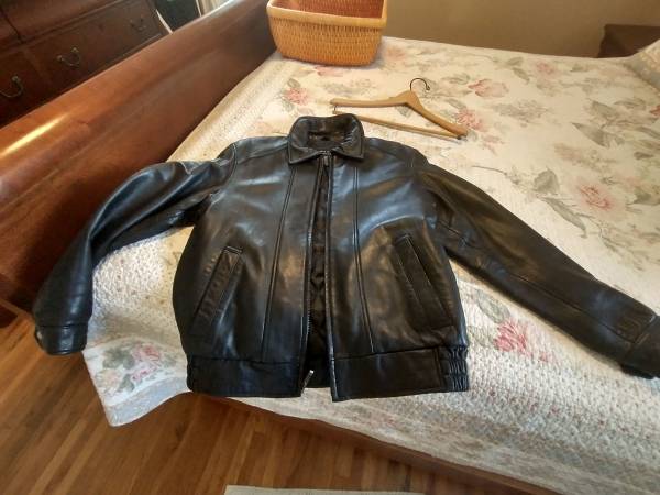 black leather bomber jacket, REDUCED 1
