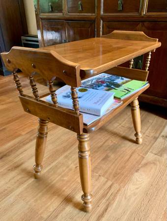 Mid Century Ethan Allen Maple Birch Wood Colonial End Table 2 Tier 1
