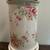 Vtg white porcelain pink florals lamp ornate brass stand MCM w/shade 3 thumbnail
