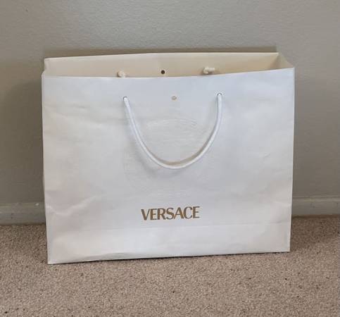 Large Vintage Versace White Gold Raised Medusa Shopping Bag 1