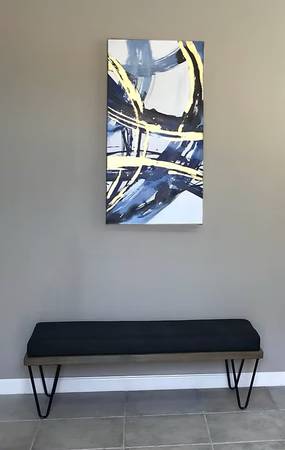 Denim Upholstered Accent Bench 1