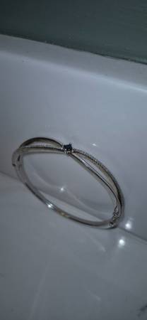 Vera Wang Love Collection Princess-Cut Blue Sapphire and 3/8 CT. T.W. 1