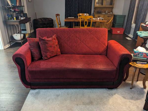 Red Fabric Sofa 1