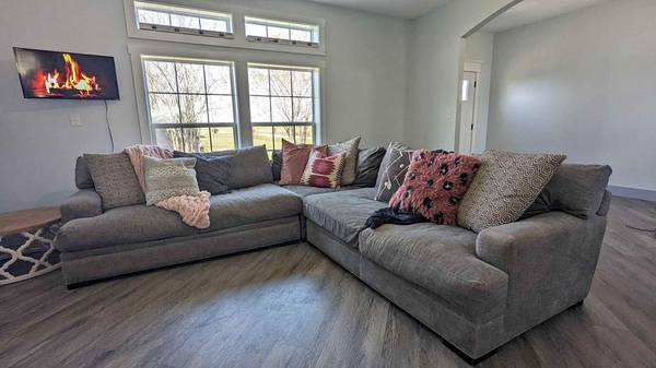 Cindy Crawford - Grey Sectional - Feather Downs - Deep Seats! Like NEW 1