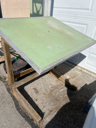 Drafting or Crafting Table, Old Fashioned, Concrete Top 1