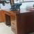Alma walnut wood mid century executive desk w lock & key 2 thumbnail