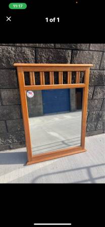 golden oak mission style decorative mirror 1