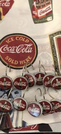 Like NEW Coca Cola 1990’s SHOWER CURTAIN & HOOK Set *MAKEanOFFER* 1