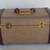 Vintage Tweed Train Case, Leather Trim Clear Plastic Handle 8 thumbnail
