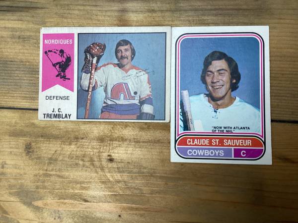 2OPC WHA Cards JC TREMBLAY #18 & CLAUDE ST SAUVEUR #124 ! 1
