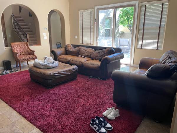 3 piece leather sofa, loveseat, and ottoman 1