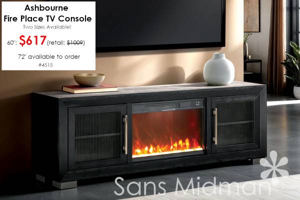 NEW IN BOX! Ashbourne 60" Fire Place With Heater Tv Stand! 1