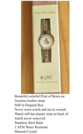 RARE “Steiff Boutique Wristband Watch Teddy Bear 1908’ Blue” 1