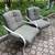 Set of cast aluminum patio deep seat gray loveseat and two chairs with 3 thumbnail