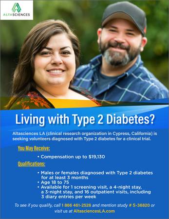 Diabetic Patients Needed for an Upcoming Clinical Trial / # S-36820 1