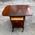 ANTIQUE WALNUT FINISH WOOD DROP LEAF TEA BAR SERVING CART VINTAGE 2 thumbnail