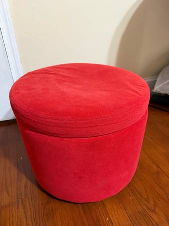 Two red ottomans( for storage) 1