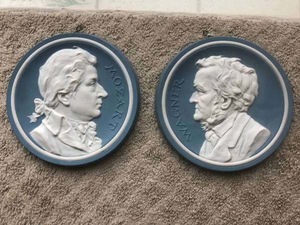 Mozart & Wagner antique wall plaques 1