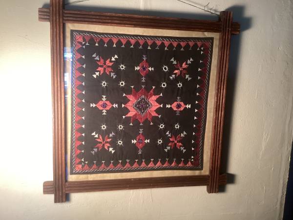 Antique Wood-Framed Textile #2, Circa 1870s 1