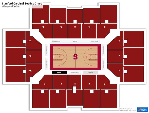 2 LOWER LEVEL Cal @ Stanford men’s basketball tickets, 4th row off flr 1