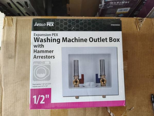 Washing Machine Outlet Box Pex Expansion with Hammer Arrestors 1