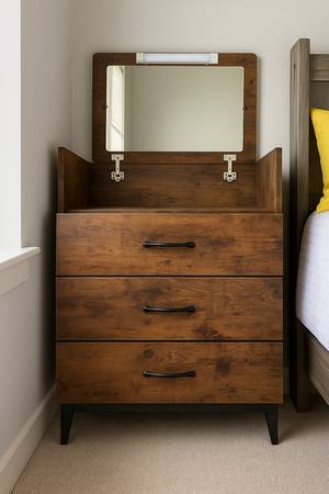 Rustic Wood dresser with mirror and light 1