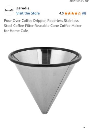 Pour Over Coffee Dripper, Paperless Stainless Steel Coffee Filter.New 1