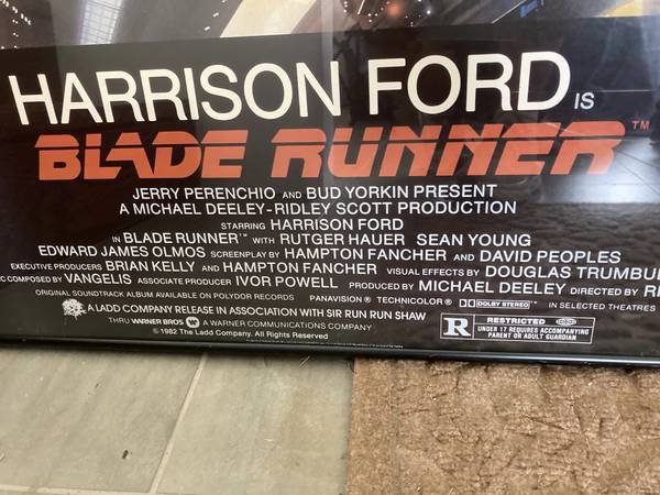 Cartel original enmarcado de la película BLADE RUNNER de 1982 con Harrison Ford - $295 (New Canaan CT)63470441600385122