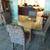 Beautiful glass top dining table with base and 4 chairs 1 thumbnail
