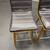 Four modern counter height swivel brown faux leather/walnut chairs 4 thumbnail